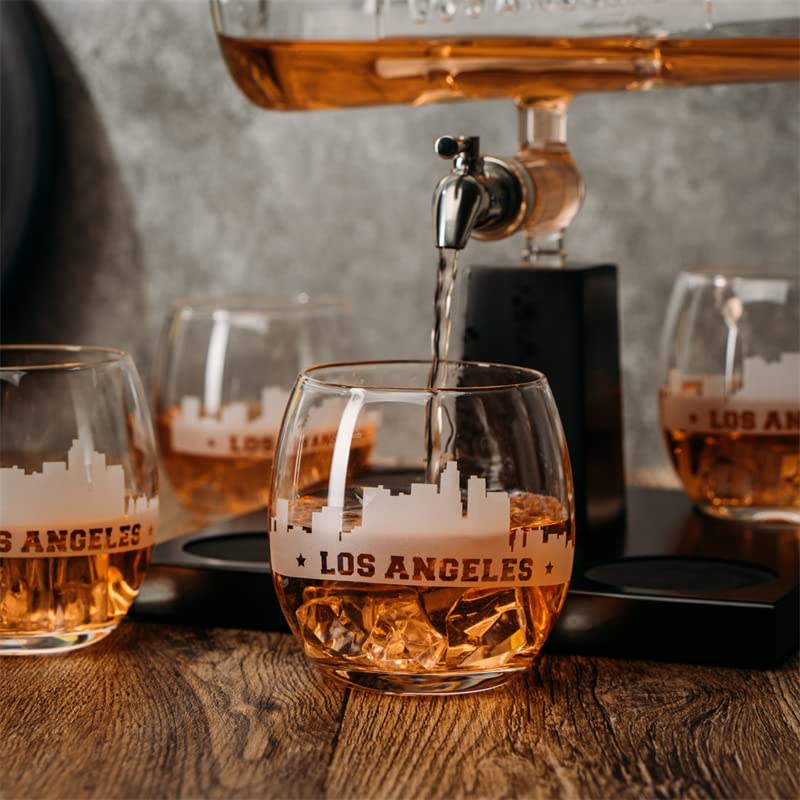 Wine & Whiskey Decanter Set 1100ml with 4 Whiskey Glasses-2