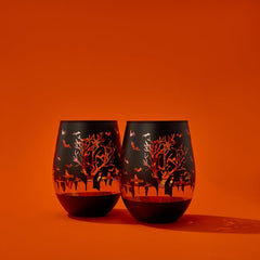 Crystal Halloween Stemless Wine Glass - Set of 2-1