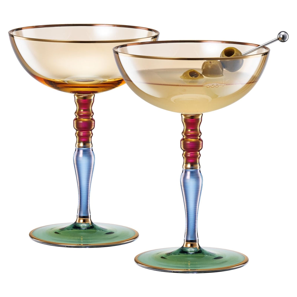 Italian Design Renaissance Amber Cocktail, (Set of 2)