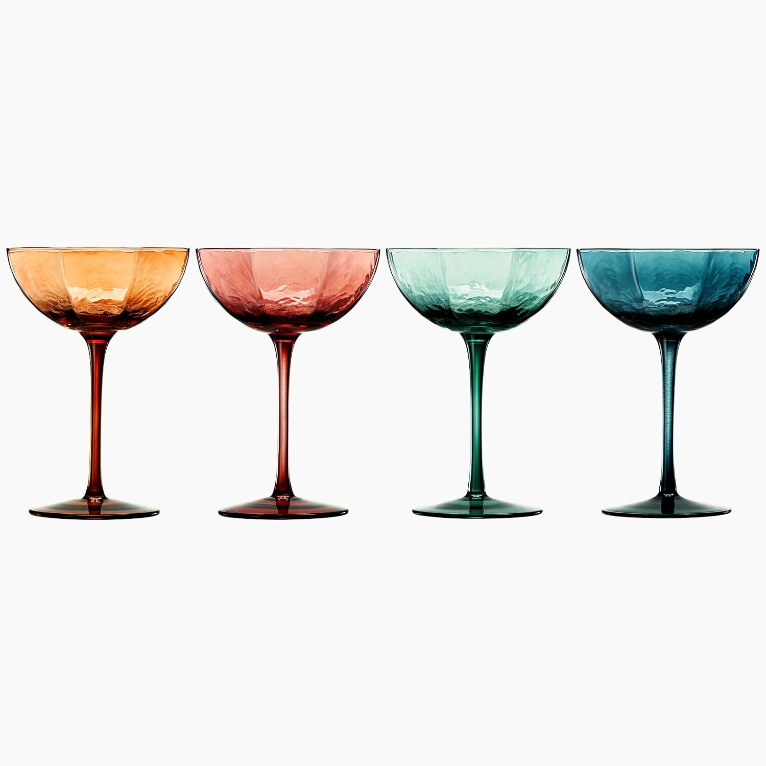 Martini & Champagne Luxury Angled Coupe Glasses 6 oz | Set of 4 | Muted Colored