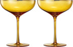 Colored Sunset Yellow & Gilded Rim Coupe Glass, 9oz