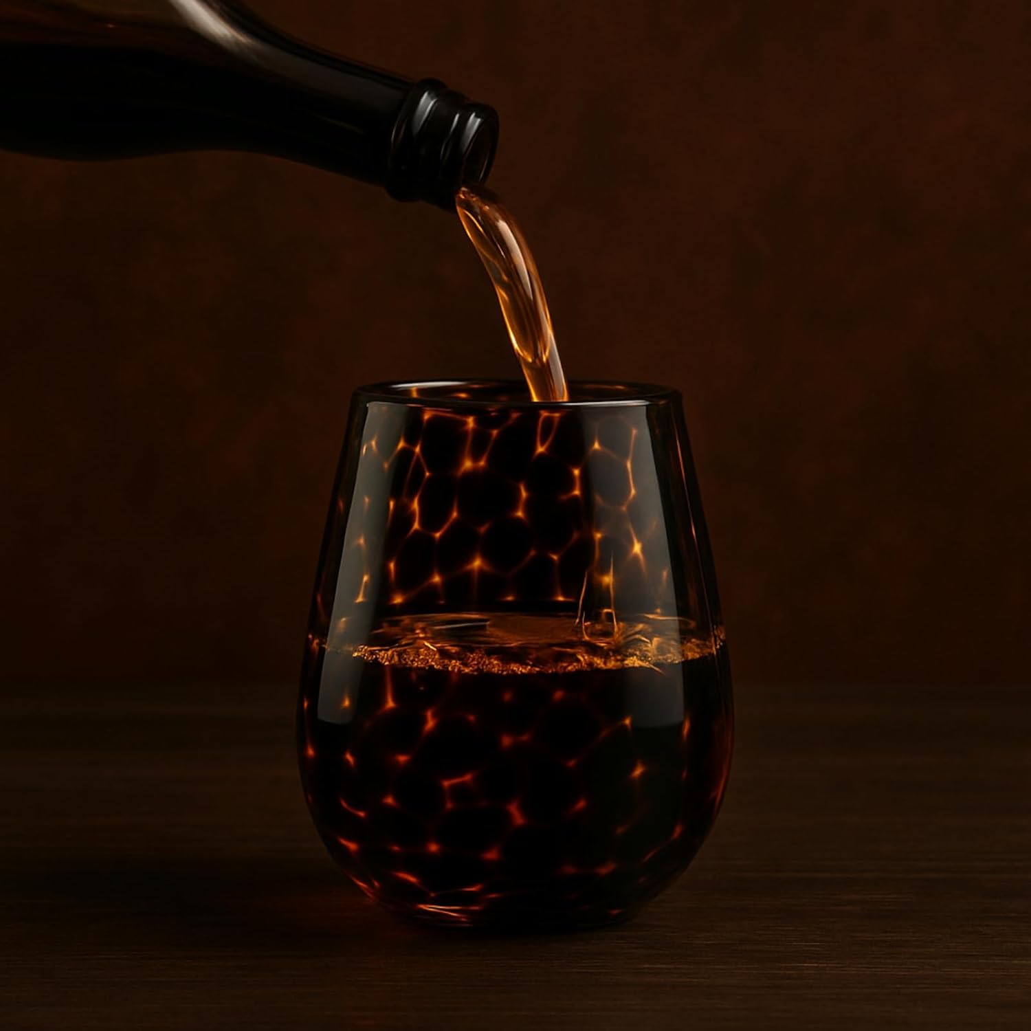 Khen Tortoise Leopard Wine Glasses Stylish Animal Print Set of 2-2