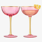 Vintage Art Deco Coupe for Champagne, Martini, Cocktails| Set of 2 | 7 oz (Pink)-0