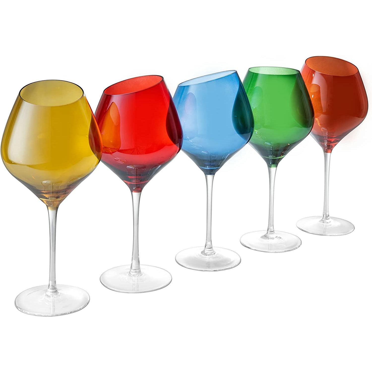 Slanted Rim Colored Wine Glasses – Set of 5-4