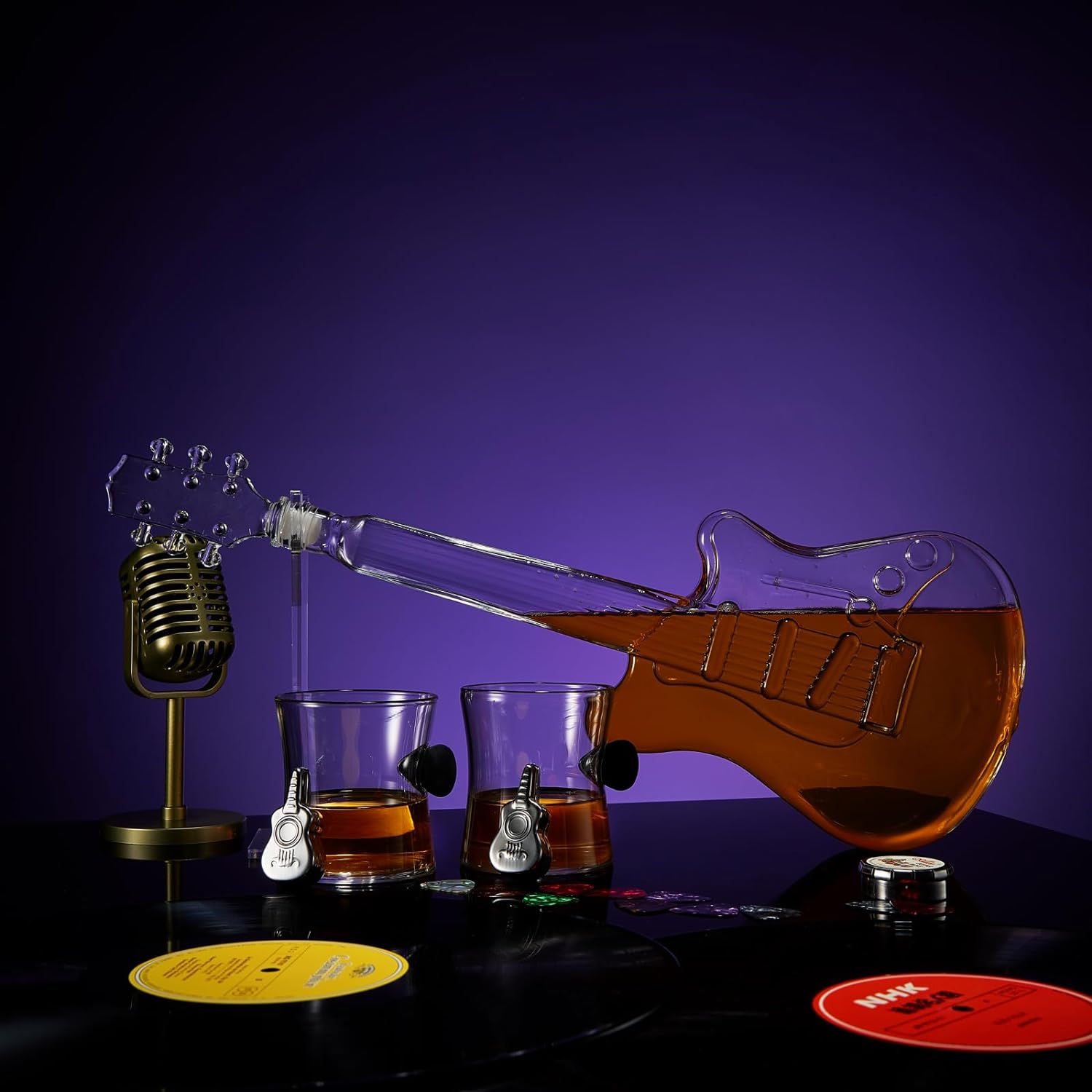 Electric Guitar Whiskey & Wine Decanter with 2 Pick-2
