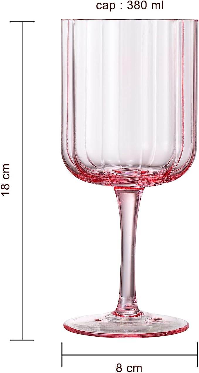 Flower Vintage Wine Glassware - Set of 2-13 oz (Pink)-4