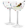 Confetti Coupe Glasses Set of 2, 7.44oz Colorful Clear Glass-0