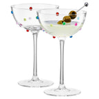 Confetti Coupe Glasses Set of 2, 7.44oz Colorful Clear Glass-0