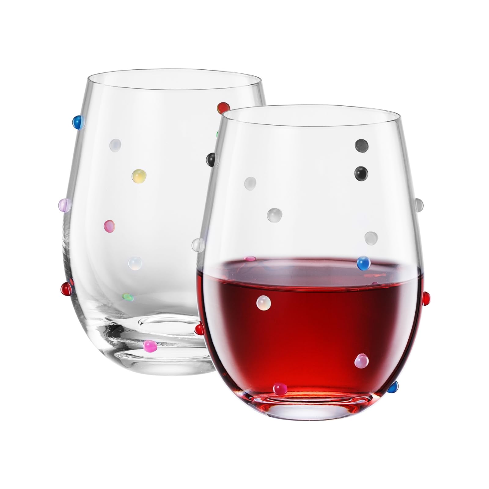 Confetti Stemless Wine Glasses Set of 2, 18.6oz-0