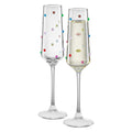 Confetti Champagne Flutes Set of 2, 6.59oz Colorful Clear Glass