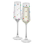 Confetti Champagne Flutes Set of 2, 6.59oz Colorful Clear Glass