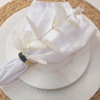 Set of 4 White Leaf Eucalyptus Napkin RingsRustic Napkin Ring, Minimalist Tabledecor, Oriental Tabledeco-3