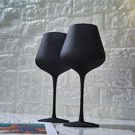 Matte Black Crystal Wine Glass - Set of 2 - Large 20 oz-1