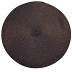 Set of 4 Tabletop Collection Indoor/Outdoor Brown Round Placemat 15" Dia-0