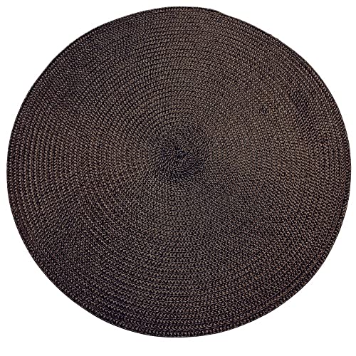 Set of 4 Tabletop Collection Indoor/Outdoor Brown Round Placemat 15" Dia-0