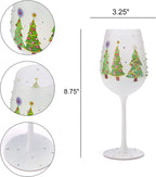 Set of 2 Stemmed Christmas Tree Design Wine Glasses - 14 oz-4