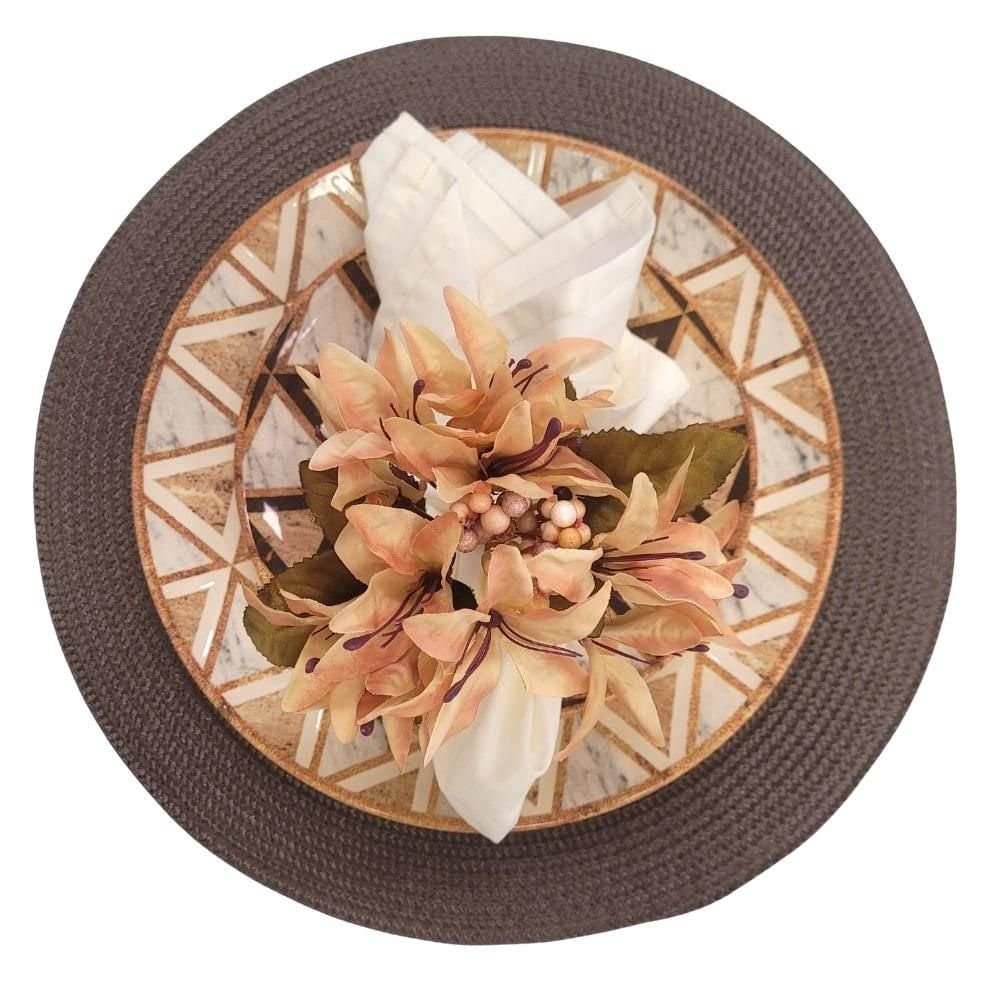 Maison Charlo Set of 4 Caramel Lilies Flower Celebration Napkin Rings-4