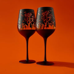Crystal Halloween Stemmed Wine Glasses - Set of 2-1