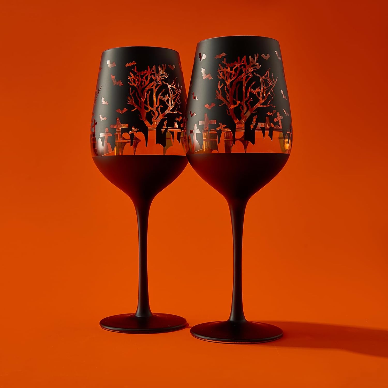Crystal Halloween Stemmed Wine Glasses - Set of 2-1