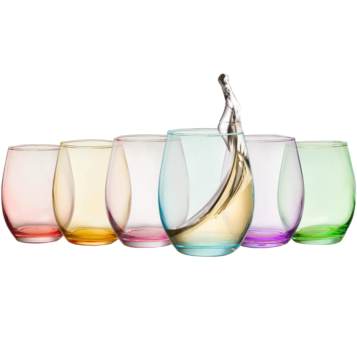 Colored Wine Glass Set, Large 12 oz Glasses Set of 6-0