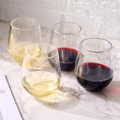 European Style Unbreakable Elegant Acrylic Stemless Wine Glasses 15 oz | Set of 6-3