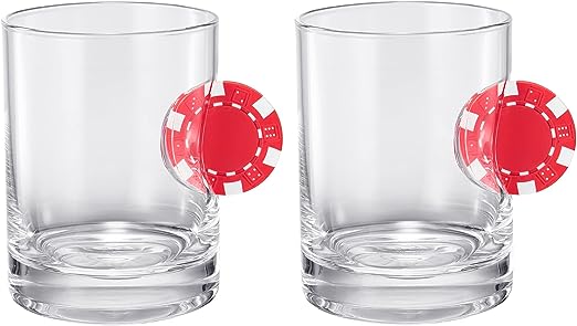Poker Chip Whiskey & Wine Glasses | Set of 2 (20 OZ)-3