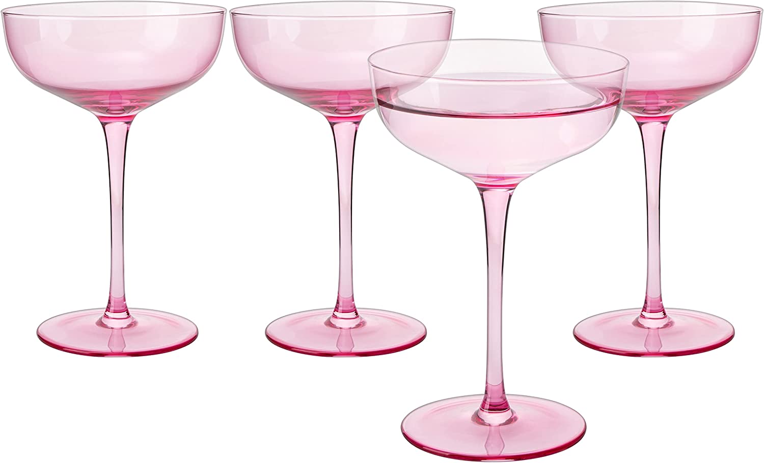 The Wine Savant Colored Coupe Glass | 7oz | Set of 4  (Blush Pink)-4