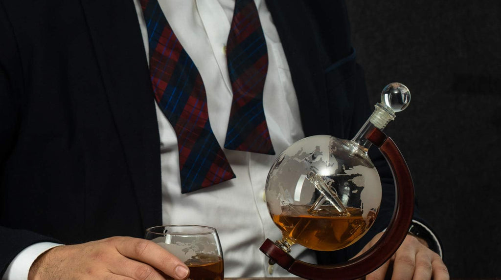 Etched World Decanter Whiskey Globe-2