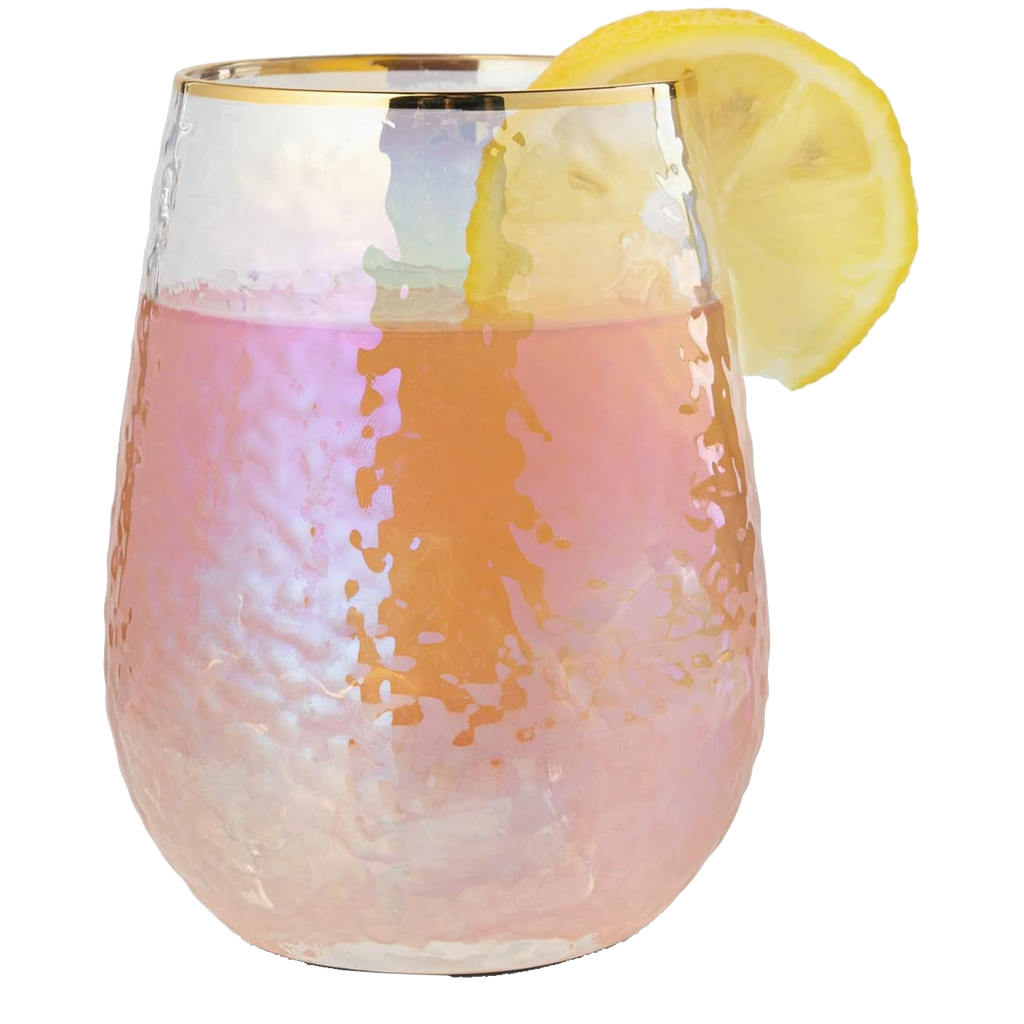 Festive Lustered Iridescent Stemless Wine - Set of 4-0