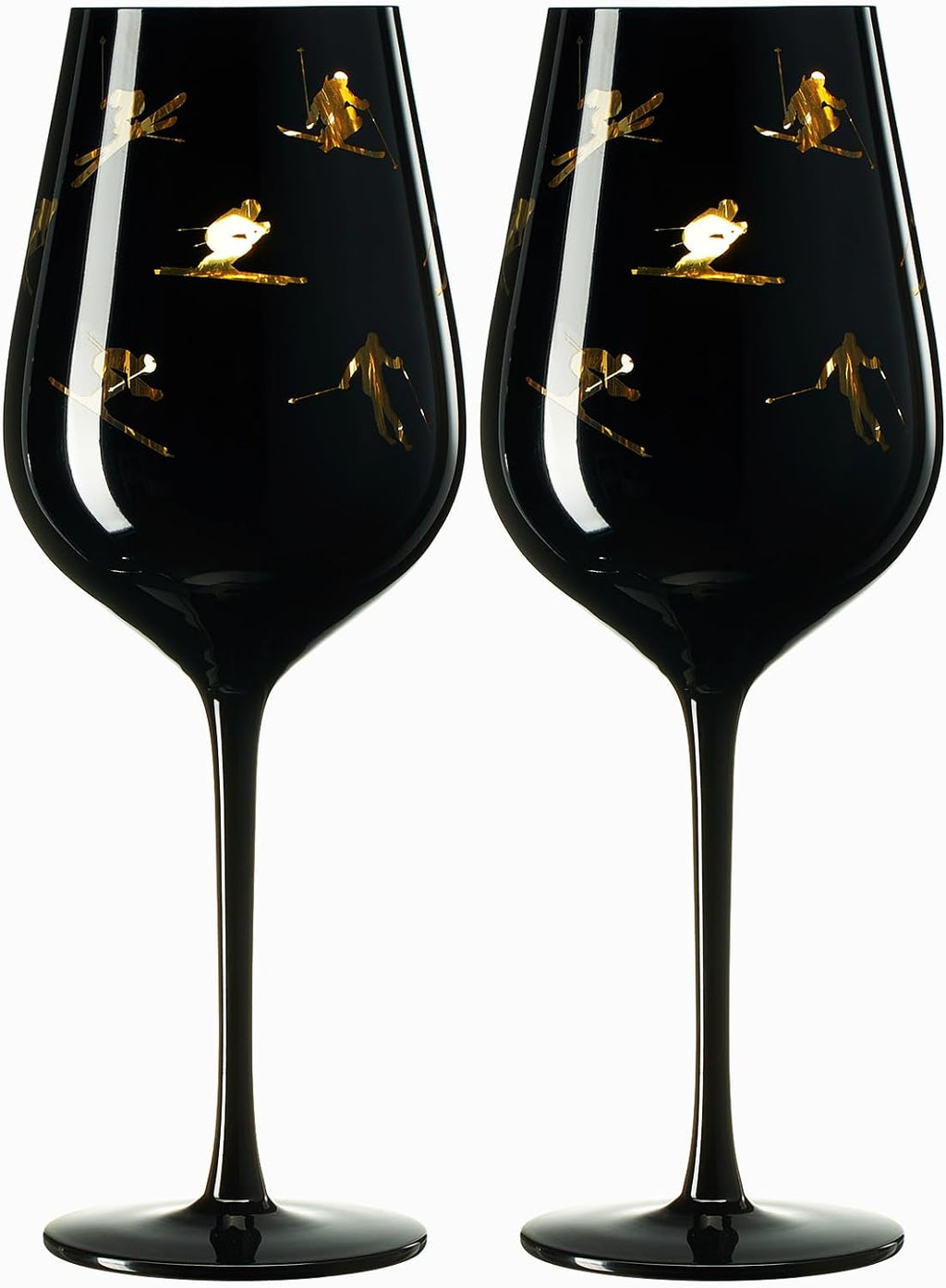 Crystal Stemmed Skiing, Apres Ski Skiier Wine Glasses - Set of 2-3