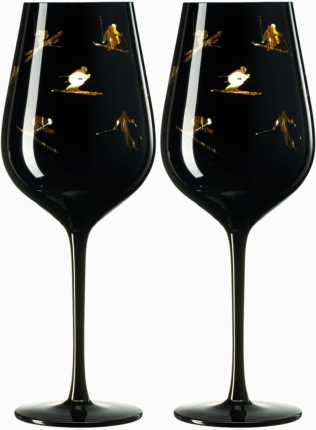 Crystal Stemmed Skiing, Apres Ski Skiier Wine Glasses - Set of 2-3