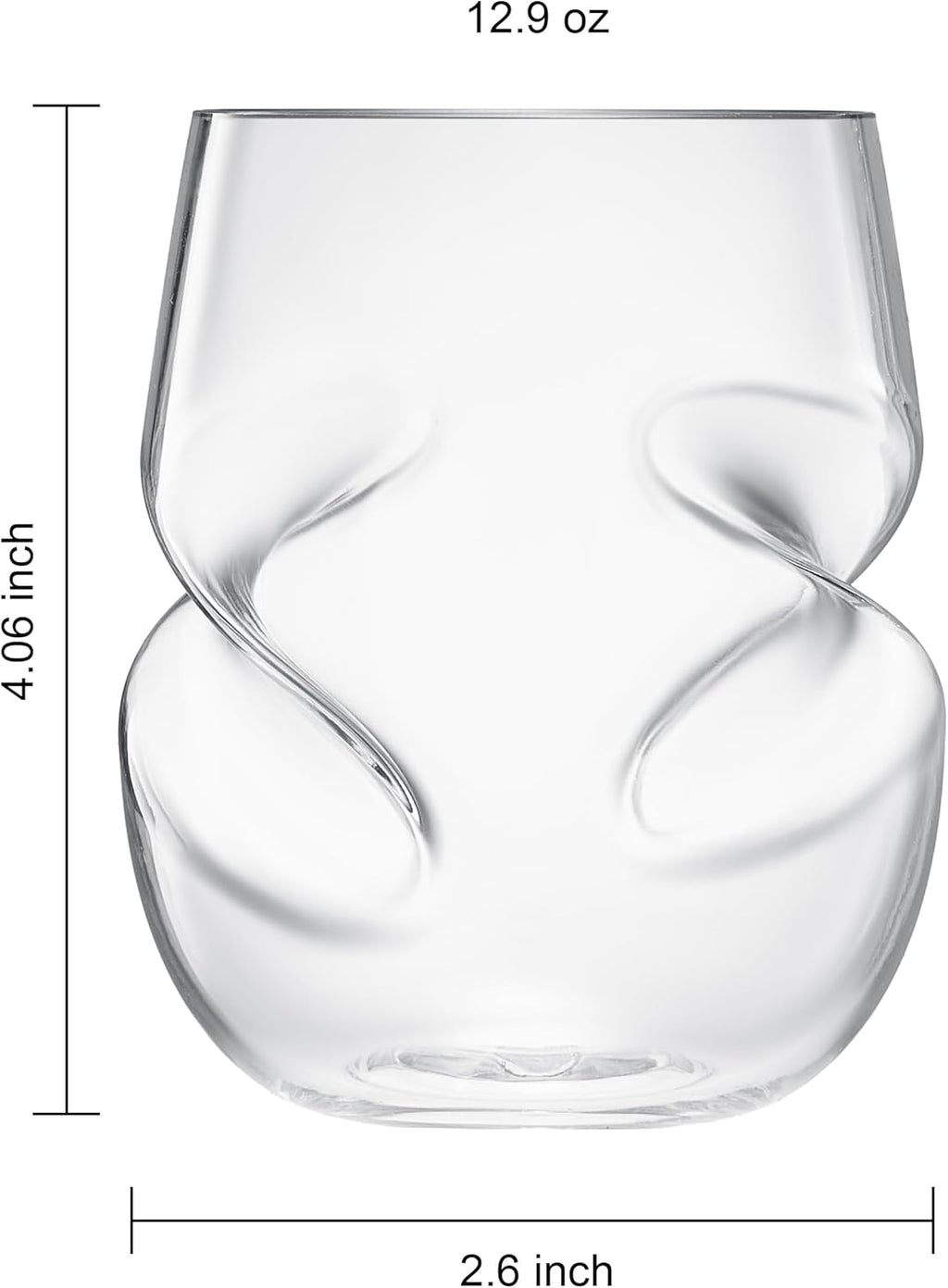 Khen Unbreakable Aerating Stemless Wine Glasses - Set of 2-13 oz Clear Glass-2