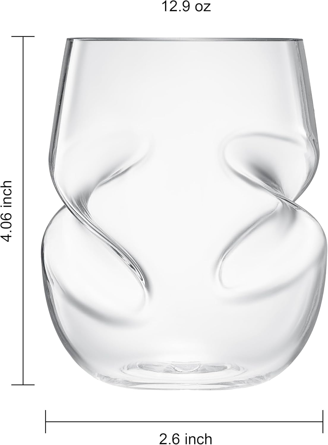 Khen Unbreakable Aerating Stemless Wine Glasses - Set of 2-13 oz Clear Glass-2