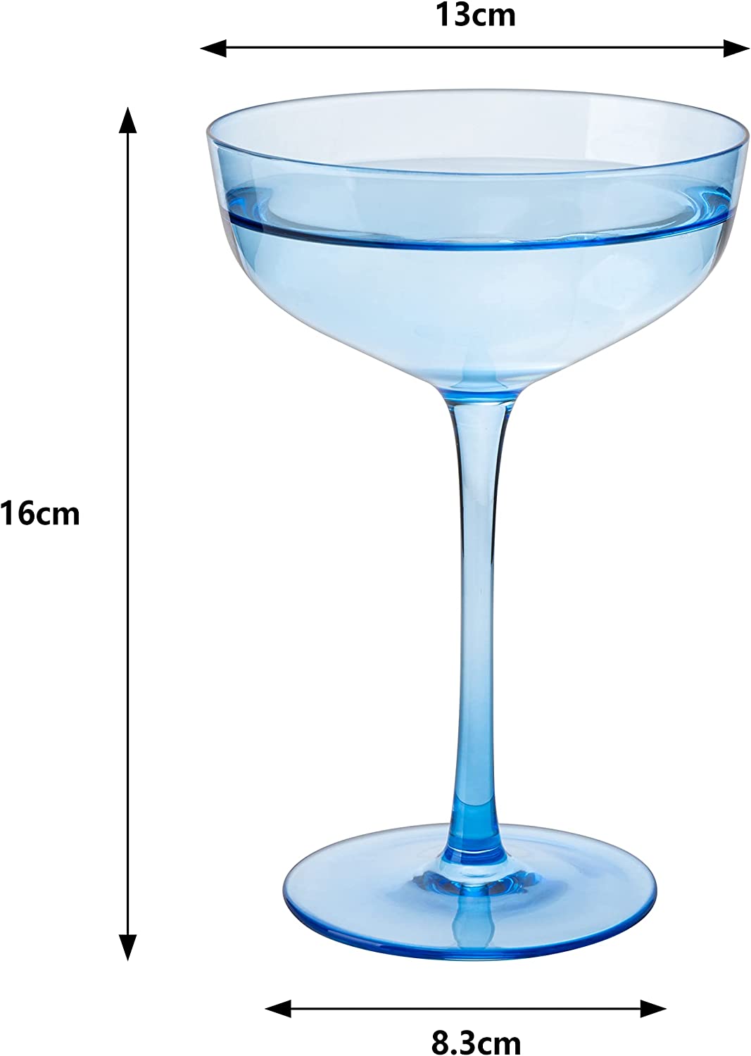 The Wine Savant Colored Coupe Glass | 7oz | Set of 4 (Blue)-4