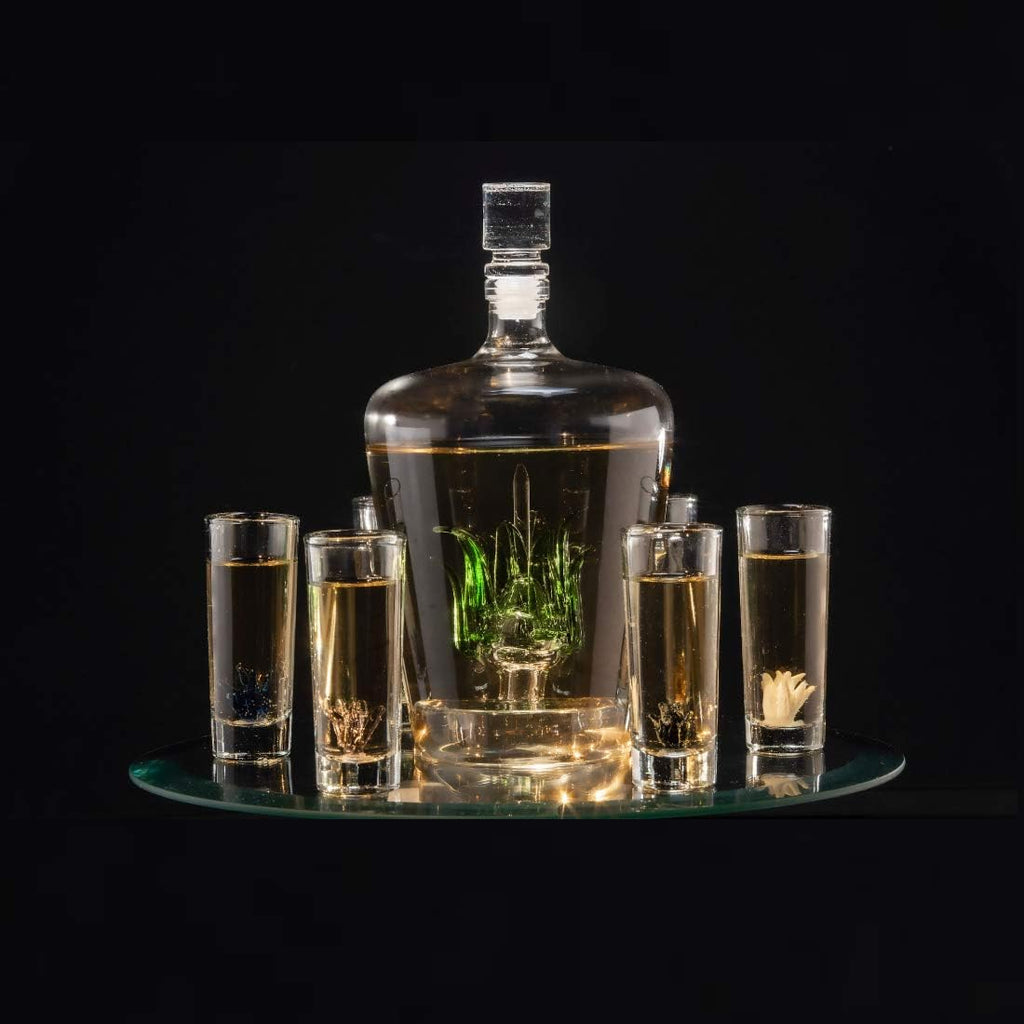 Tequila Decanter Tequila Glasses Set, 6 Agave Sipping Shot Glass (Agave)-1