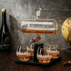 Wine & Whiskey Decanter Set 1100ml with 4 Whiskey Glasses-1