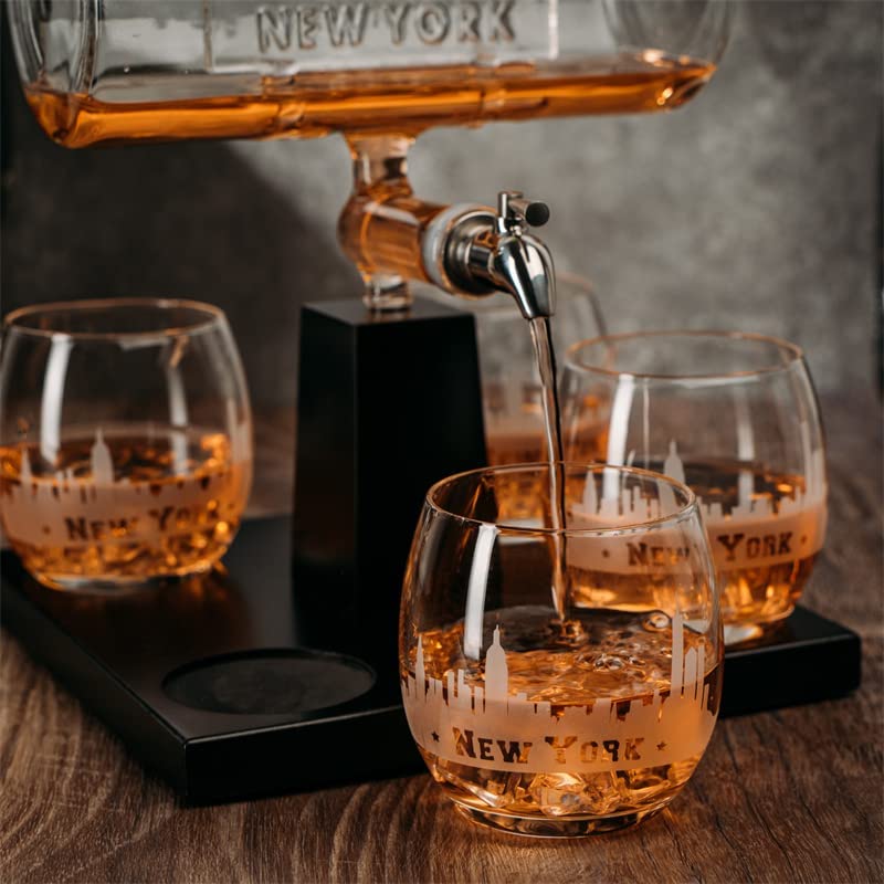 Wine & Whiskey Decanter Set 1100ml with 4 Whiskey Glasses-2