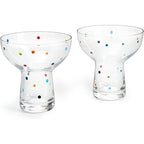 Hand Blown Margarita Glass – (Polka Dot Vintage Design)