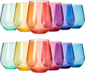 European Style Plastic Crystal Unbreakable Stemless Wine Glasses Set of 12-0