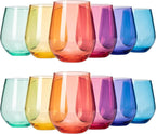 European Style Plastic Crystal Unbreakable Stemless Wine Glasses Set of 12-0