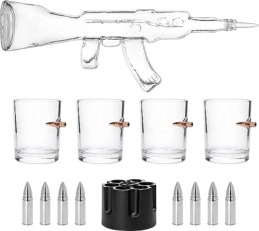 Whiskey Decanter Flag Set - 1000ml AK47 Rifle Gun-4