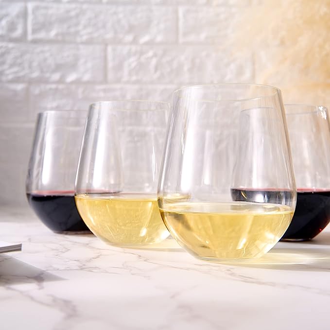 European Style Unbreakable Elegant Acrylic Stemless Wine Glasses 15 oz | Set of 6-4