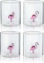 The Wine Savant Flamingo Pitcher & 4 Glasses Set Decanter-2