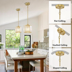 Gold Crystal Clear Pendant Lights For Kitchen Islands-2