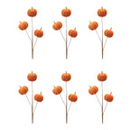 Set of 6 decorative pumpkin branches on a white background
