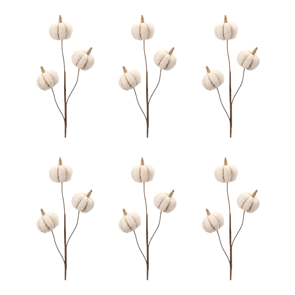 Six Cream Cream Fall Mini Pumpkins Wreath Sprays-2