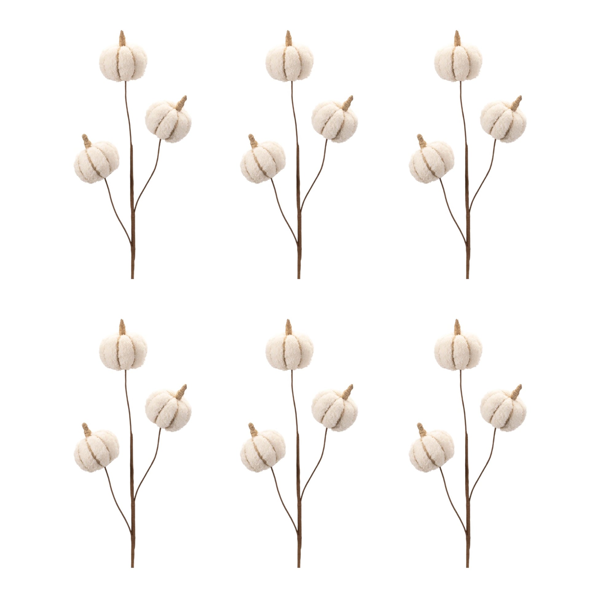 Six Cream Cream Fall Mini Pumpkins Wreath Sprays-2