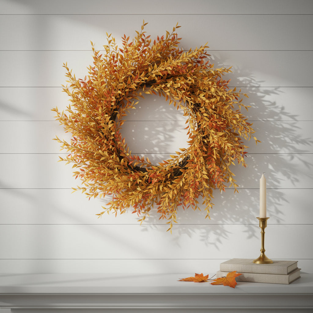 Set of Six Orange And Yellow Fall Foliage Wreath Sprays-1