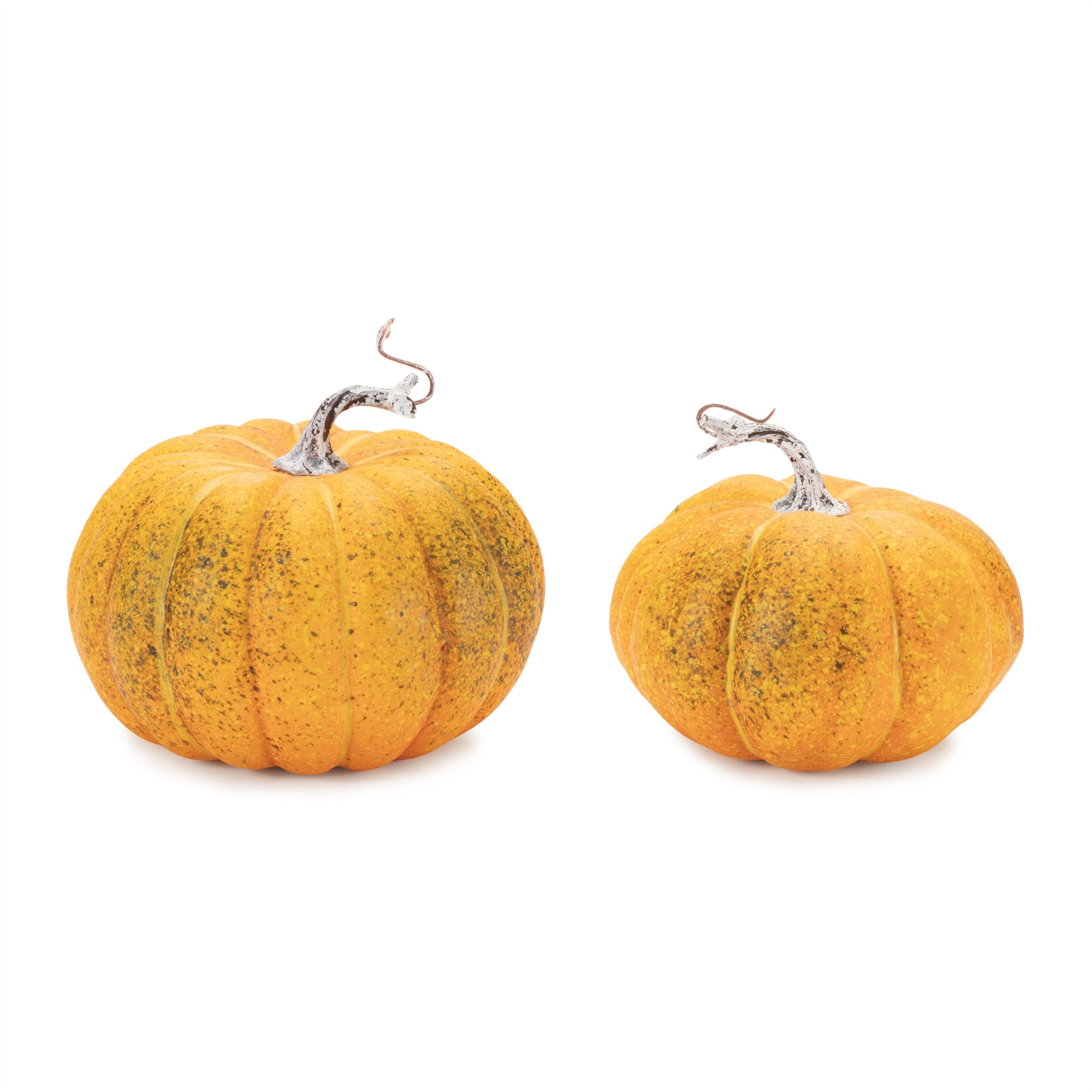 Set of Two Orange And Green Plastic Pumpkin Thanksgiving Pumpkin Tabletop Sculpture-1