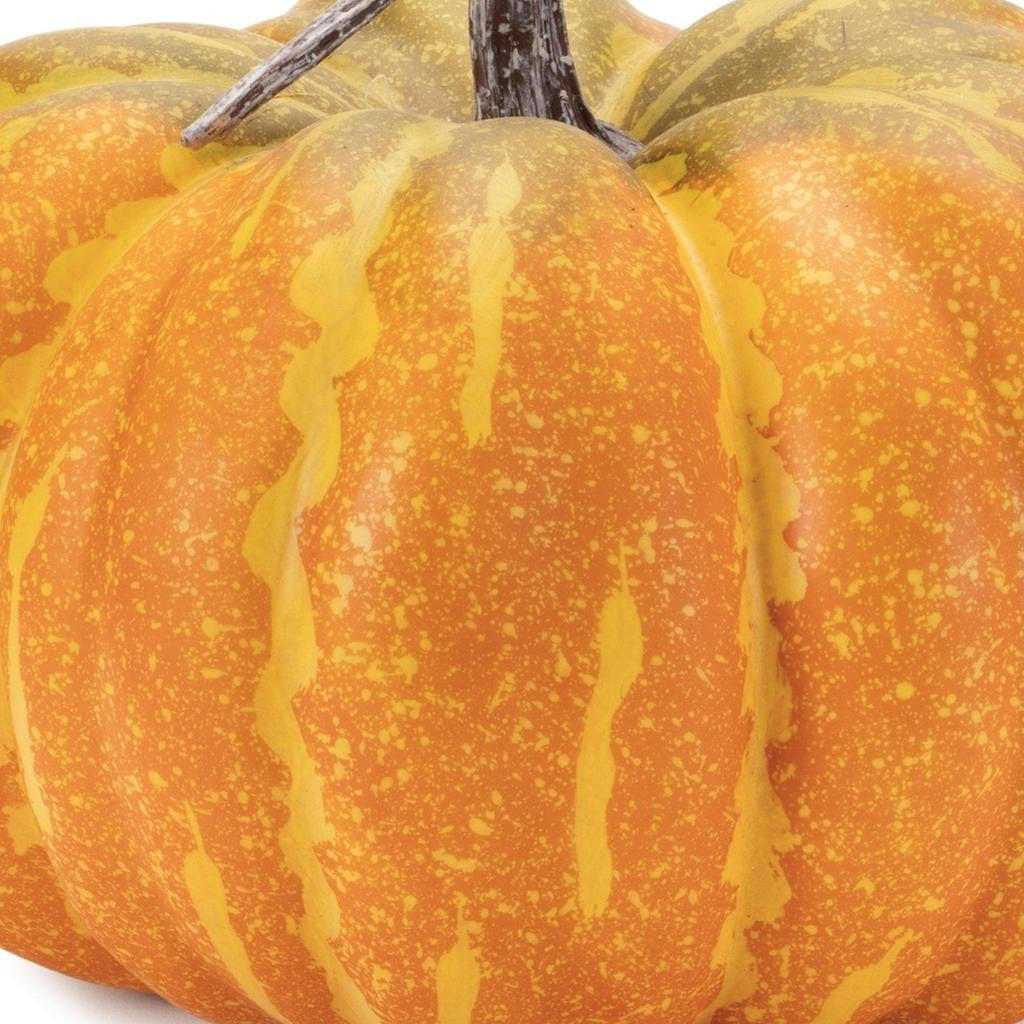 Set of Two Orange And Yellow Plastic Pumpkin Thanksgiving Pumpkin Tabletop Sculpture-4